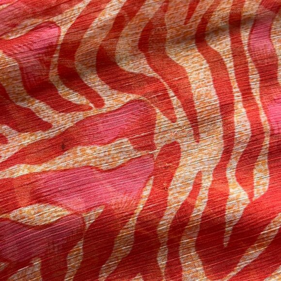 Vintage New Direction Orange Zebra Print Wmn SM Beaded Top Festival Boho Safari - Picture 8 of 8